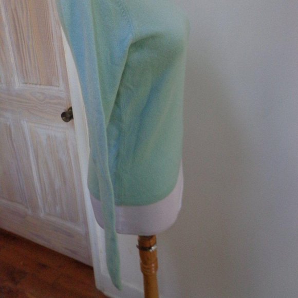 VGUC -PRESWICK & MOORE Aqua Heather 100% Cashmere Mock Turtleneck Sweater Sz S - Picture 5 of 7